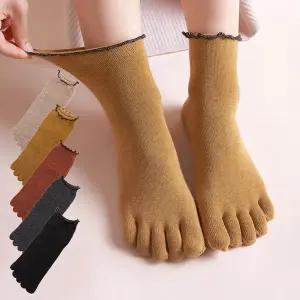 [하프클럽/삭스팡]여성 코지 프릴 발가락 중목양말 5켤레