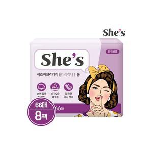 쉬즈 에브리데이 순면감촉 팬티라이너 롱66p x 8개