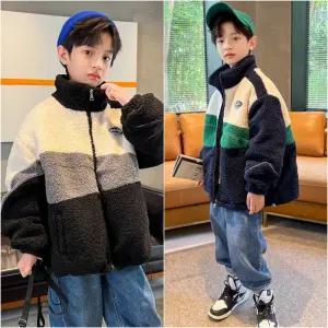 남아 주니어 바로3색 배색 집업 뽀글이 점퍼