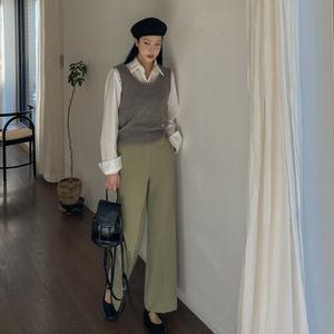 [구김x/뒷밴딩] 치즈스판 세미 와이드 슬랙스