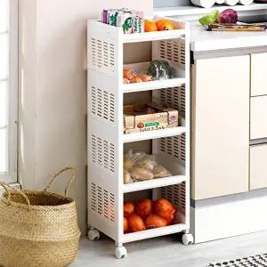 [미아트]위즈홈 이동식 트롤리 와이드 5단 선반