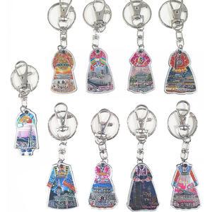 한국 전통한복 관광지 에칭아크릴 열쇠고리(9개)/전통기념품 공예품 민예품/국제학교 유학원 여행사 교환학생 유학생 바이어 외국친구들 홈스테이선물/Korean Souvenirs