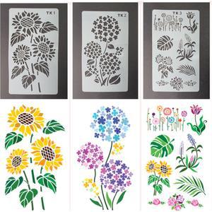 중학교 미술 만들기 수업용 꽃그림 스텐실 도안판 3종세트 학습교재 교구 공예