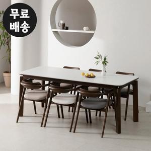 [벤티스가구]커셀 세라믹 고무나무 6인용 식탁의자세트 우드 수입 대형 주방 테이블(2000)