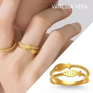 바네사베라 순금 24K 행운의 두 줄 물고기 반지 3.75g