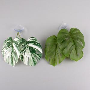 인조 풀 넝쿨 2잎 몬스테라 도마뱀 인조 잎사귀 사육장 꾸미기 용품