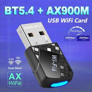 WiFi 6 Bluetooth 5.4 AX900 네트워크 카드 USB 무선 어댑터 2in1 듀얼 5GHz Lan 동글 수신기 드라이버