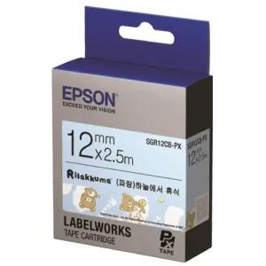 EPSON 라벨 프린터 리본 리락쿠마 SGR12CB 청색 흑문자/엡손/스티커/라벨지/12MM/카트리지/라벨용/테이프