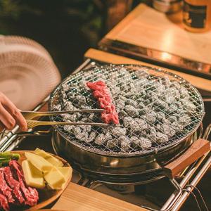 [리빙플래너] 천연 맥반석 그릴 캠핑 석쇠 바베큐 미니 불판 (245mm)