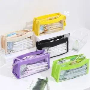 3단 필통 쇼투명파우치필통 파우치 손잡이 대용량 (WFHZE2Z)