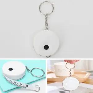 다이어트 피팅 미니줄자 원터치 열쇠고리 줄자 휴대용 키홀더 1.5M 화이트
