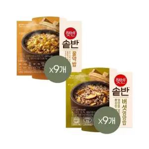 햇반 솥반 꿀약밥 210g x9개+버섯영양밥 200g x9개