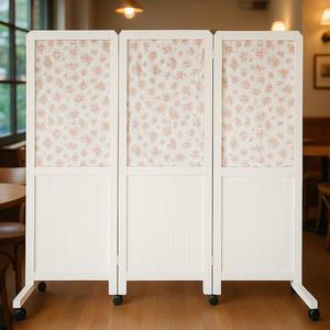 원목 플라워 3단 인테리어 파티션 이동식 피팅룸 칸막이 사무실 원룸 가림막