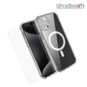 울트라부스트 맥세이프 클리어 케이스+고화질 액정보호 방탄보호필름 iPhone13 Pro