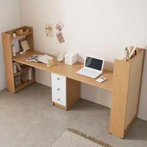 아트박스/플랜데코 스테토 2인용 h형 컴퓨터 책상 책장형 2400 세트