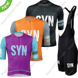 Team SYN 2025 사이클링 저지 세트 남성 여름 자전거 의류 도로 셔츠 정장 턱받이 반바지 MTB Ropa Maillot