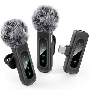 회전식 클립 및 노이즈 녹음 기능이 있는 Type-C 안드로이드 폰/태블릿/PC 비디오 녹화용 HEOTTC USB C 라발리에 마이크 무선 미니 마이크, 브이로그 틱톡 유튜브에 이상적입니다