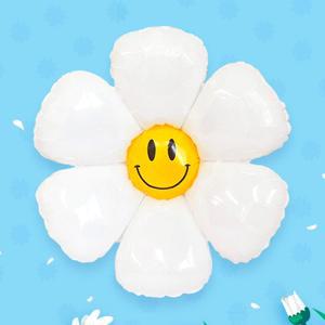 흰색꽃풍선 소형데이지은박풍선 스마일표정인쇄 이벤트촬영소품포토존