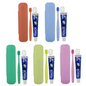 파스텔컬러 휴대용 칫솔치약세트(칫솔1개+치약1개+컬러케이스1개) 컬러랜덤 여행용세트 양치세트 미세모 페