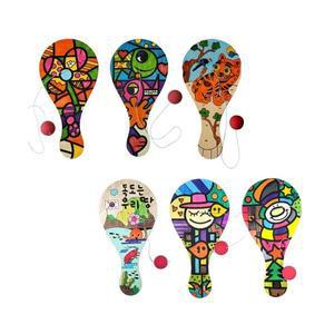 쓱쓱 색칠하고 통통 놀이하는 나무 주걱 라켓 공치기 놀이 6가지 디자인