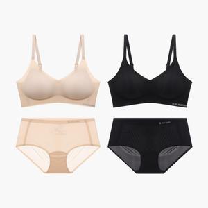 보디가드 여성 무봉제 심리스 브라 팬티 세트 노와이어 노후크 젤리터치 탑 맥시 노라인 누디 BBWBB074S