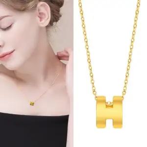 [골드퀸즈] 24K 순금 럭키 H 목걸이 (24K 펜던트 + 체인 목걸이)