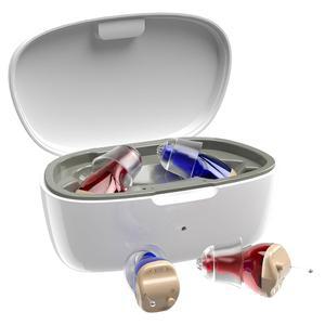 노인용 , 노이즈 캔슬링 기능이 있는 보이지 않는 중증 난청 성인용 충전식 편안한 인이어 화이트, 레드, 블루