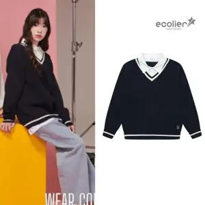 [에꼴리에]여자 가을이월 셔츠레이어드브이넥니트티(25A5053)