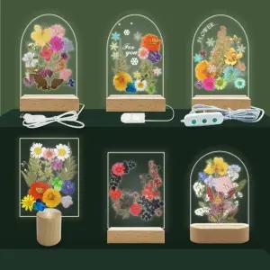 압화꽃 아크릴 무드등 만들기 DIY USB 스위치 빛조절 원통 건전지 타입