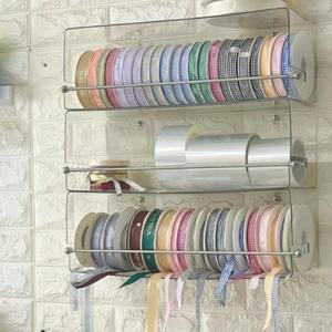 리본 테이프 정리대 거치대 벽선반 정리함 3세트 벽걸이