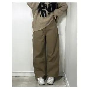 폭닥 융 기모 안감 도톰 바지 데님 면 팬츠 2color 여성 겨울 세미 와이드 (WFJF9OZ)