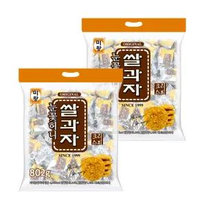 미왕 눈꽃허니 대용량 쌀과자(802g) X 2봉지 눈꽃쌀과자 판촉용 선물용 개별포장 크리스피