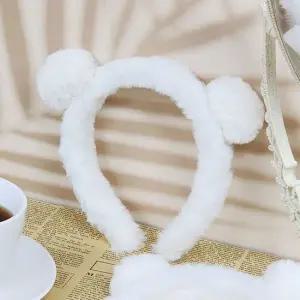 순백의북극곰헤어띠 부드러운 곰돌이머리띠