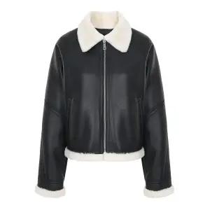 [롯데백화점]abfz 배색 포인트 레더 무스탕 재킷 APZ4FFM21K