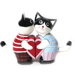 뽀뽀하트 고양이 택1 인테리어소품 목각인형