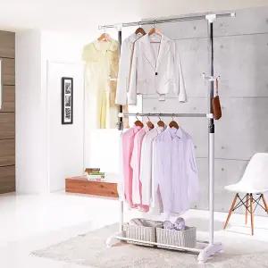 이동식2단행거800호 이동 파이프 미니 선반 옷걸이 옷 행거 스탠드옷걸이 이동식행거 옷걸이행거 미니행거