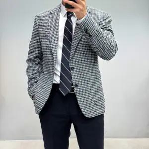 [바쏘옴므]울스판 그레이 슬림핏 하운드 콤비자켓 WSY3JS16AGR