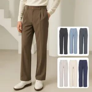 [김영주골프] 봄가을 와이드핏 링클프리 스판 뒷밴딩 슬랙스 남성 골프 바지 DPFMSL11