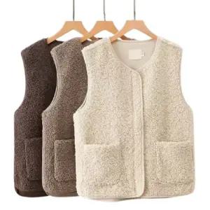 겨울 램스울 여성 양털조끼 뽀글이조끼 양털베스트 빅사이즈 김장 할머니 실내 털조끼