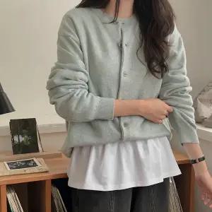 [공구우먼] 멜팅 슈가 컬러 베이직 라운드 가디건 83816 빅사이즈 여성의류