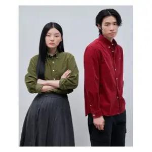 [빈폴멘]남녀공용 코듀로이 솔리드 셔츠 - 레드 (BC4964C336)