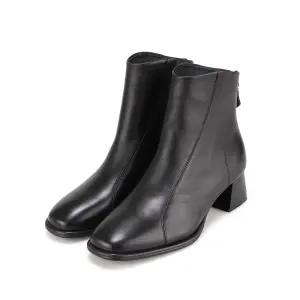 바바라 양가죽 베이직 사이드 라인 포인트 여성 앵클 부츠 4.5cm_AAH874