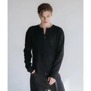 데꼬로소 DECOROSO 베일 헨리넥 니트 블랙