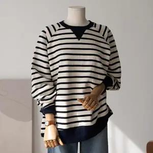 (안나앤플러스) 델리 슬릿 스트라이프 맨투맨[티셔츠CE461] 빅사이즈