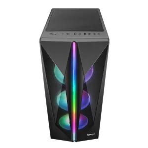 컴퓨터 본체 케이스 게이밍 투명 강화 유리 데스크탑 블랙 케이스 + 3/15 팬