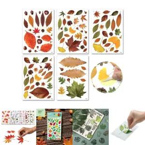 나뭇잎 꾸미기 스티커 5매 떼어쓰기/단풍/학습용/나뭇잎/가을/나무잎/스티커/제작/다꾸/방수/압화/데코