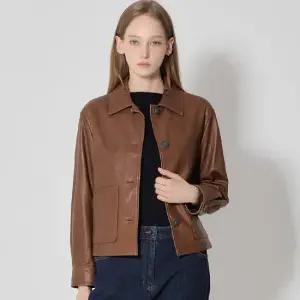 [르오트]  천연양가죽100 스탠카라 레더 자켓