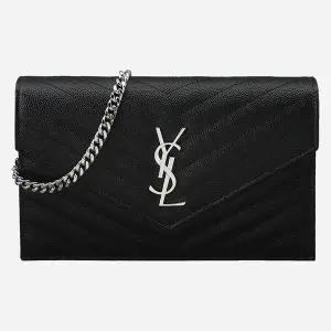 5F 742920 BOW02 1000 엔벨로프 체인 숄더백 실버 블랙