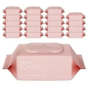 [시그니처] 러블리 핑크 물티슈 100매 20팩 대용량 캡형 아기물티슈