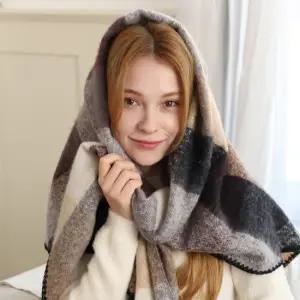 스잔 파스텔 체크 삼각 목도리 빅사이즈 겨울 숄 머플러 3컬러 T40